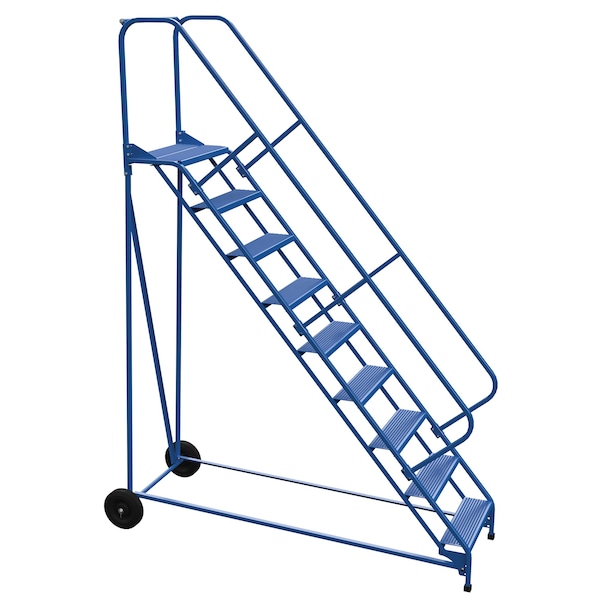 120 H Steel Roll A Fold Ladder, 50 deg., Perf, 9 Step, 9 Steps